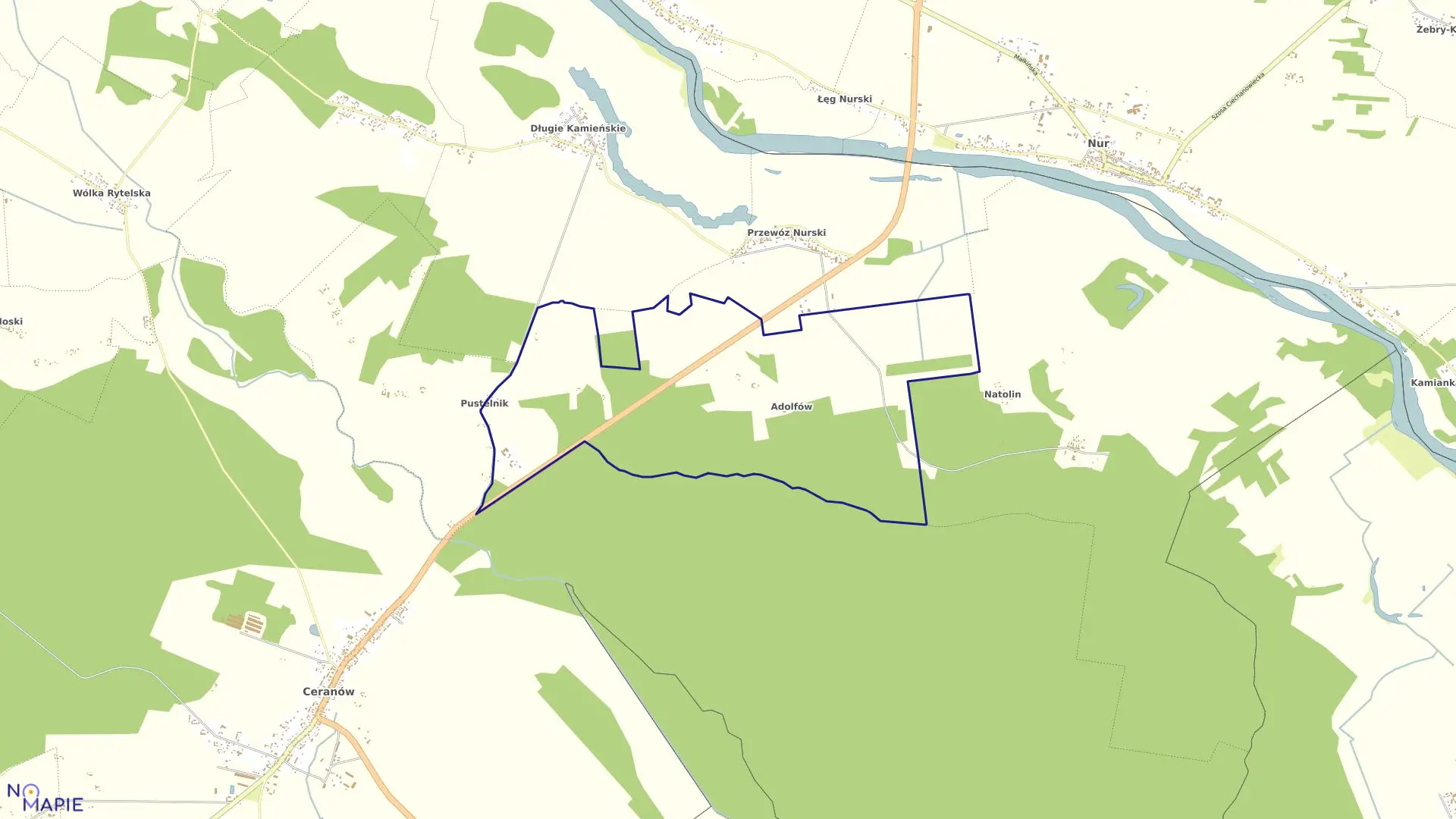 Mapa obrębu ADOLFÓW w gminie Ceranów
