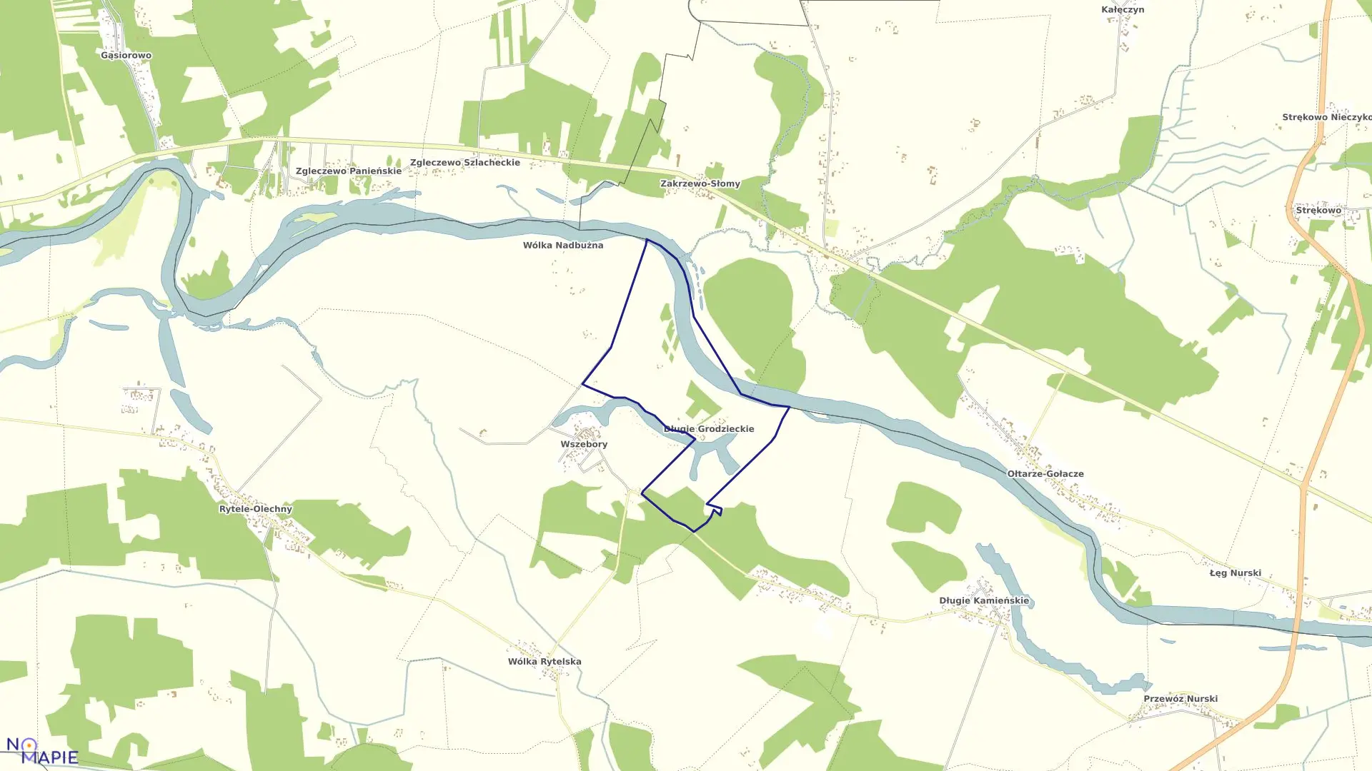 Mapa obrębu DŁUGIE GRODZIECKIE w gminie Ceranów