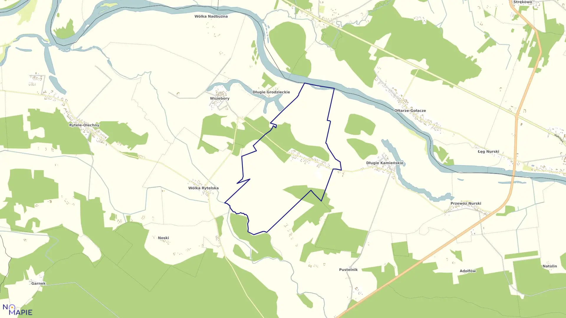 Mapa obrębu DŁUGIE GRZYMKI w gminie Ceranów