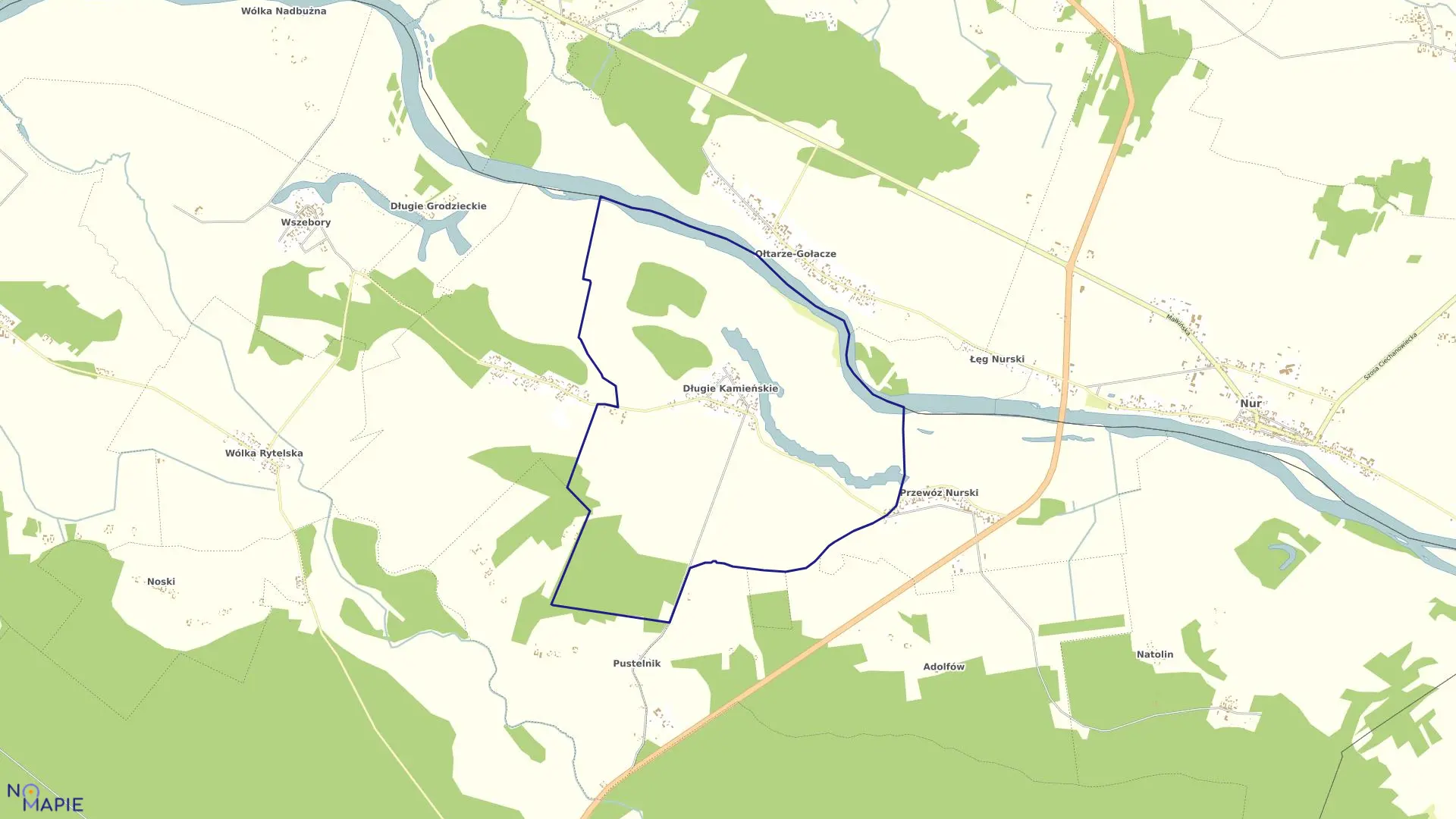 Mapa obrębu DŁUGIE KAMIEŃSKIE w gminie Ceranów