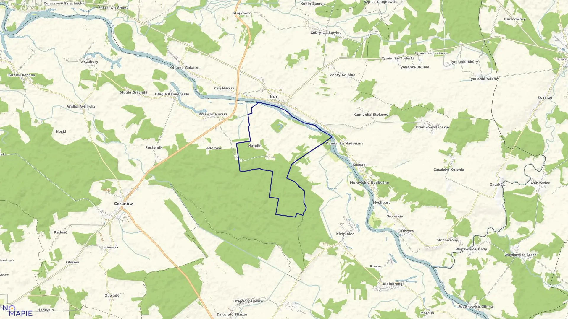Mapa obrębu NATOLIN w gminie Ceranów